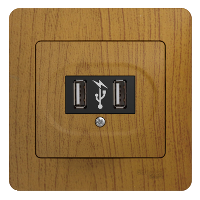 Розетка USB 5в /1400 ма, 2 х 5в /700 ма, механизм (дерево дуб) Glossa Schneider Electric. Вид 1