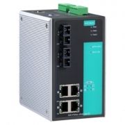 6-портовый управляемый коммутатор: 4 PoE+х10/100 BaseT(X), 2х100BaseFX, -40...+75С MOXA. Вид 1