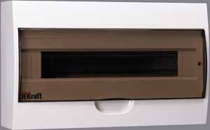 ЩРН-П-18 Корпус модульный пластиковый, настенный на 18 модулей IP41 220х365х100мм DEKraft. Вид 1