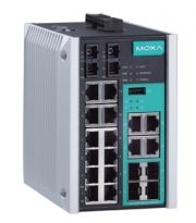 18-портовый управляемый коммутатор: 12х10/100 BaseT Ethernet, 4 комбо-порта Gigabit Ethernet, 2х100BaseFX, -10...+60С MOXA. Вид 1