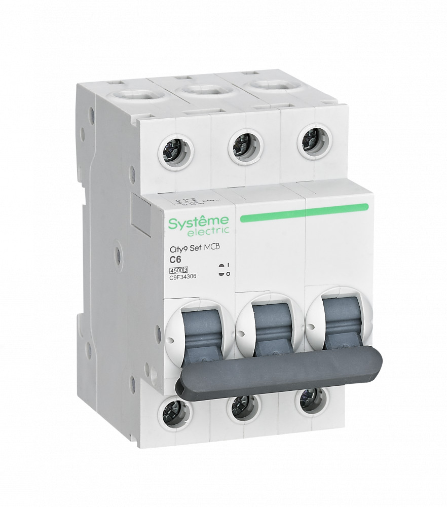 Автоматический выключатель 3-полюсный, 6А, 4.5kA (хар-ка C) City9 Systeme Electric