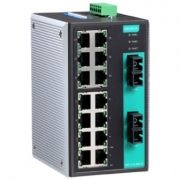 16-портовый неуправляемый коммутатор: 14х10/100 BaseT Ethernet, 2х100BaseFX (одномодовое волокно, разъем SС) MOXA. Вид 1