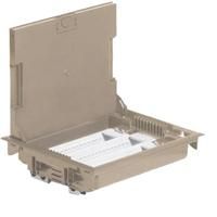 Коробка напольная бежевая 24 модуля для H=75-105 мм, крышка из коврового/паркетного покрытия Legrand. Вид 1