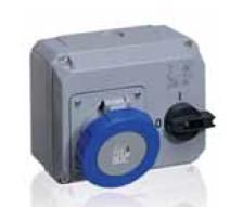 263 MHS6W Розетка для монтажа на поверхность с выключателем и блокировкой 63A, 2P+E, IP67 АВВ. Вид 1