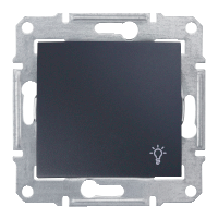 Выключатель 1-клавишный, кнопочный, с симв. "свет", сх. 1, 10а, 250В (графит) Sedna Schneider Electric. Вид 1