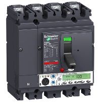 429875 NSX100В MIC.5.2А 4P 100A Электронный 4х-полюс. автомат 100А 25kA, подкл. под шину Schneider Electric. Вид 1