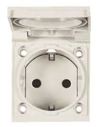 3288 GR UJP Розетка SCHUKO панельная 2P+E, IP54 с крышкой, 10/16А, 250В, цвет серый АВВ. Вид 1