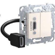 HDMI-коннектор с переходником (алюминий) Unica Top Schneider Electric. Вид 1