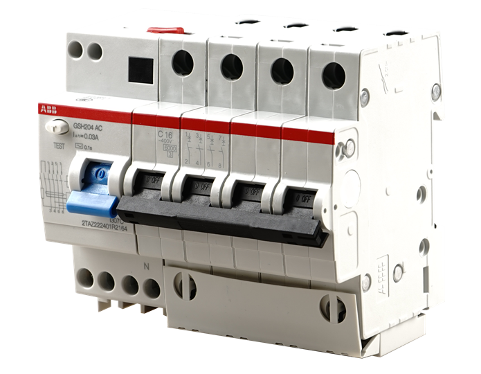 GSH204 C16 AC30 Дифф. автомат 4-полюсный, 16A, 30mA, тип АC, 6kA (хар-ка C) ABB