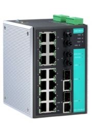 18-портовый управляемый коммутатор: 14х10/100 BaseT Ethernet, 2х10/100 BaseFX, 2х10/100/1000 Base MOXA. Вид 1