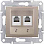 Розетка телефонная, RJ11, двойная, с пружинными зажимами (титан) Sedna Schneider Electric. Вид 1.