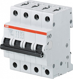 S203 Z4NA Автоматический выключатель 3P+N, 4А, 6kA (хар-ка Z) ABB. Вид 1