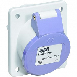 CUIT 216 Розетка панельная с прямым фланцем CUIT216, 16А, 2P, 20-25В, AC, IP44 ABB. Вид 1