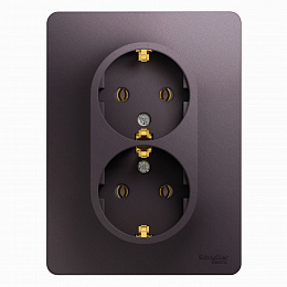 Розетка двойная с заземлением,16А, 250В, в сборе (сиреневый туман) Glossa Systeme Electric. Вид 1