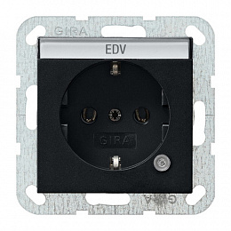 Розетка с заземлением (черный матовый) System 55 Gira. Вид 1