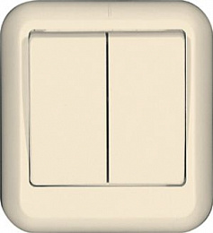 Выключатель 2-клавишный, О/У монт.пл.10А 250b (слоновая кость) Прима Systeme Electric. Вид 1