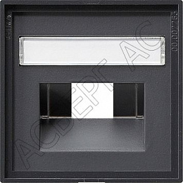 Накладка 50*50 мм для розеток RJ45/RJ11 с полем для надписи (антрацит) System 55 GIRA. Вид 1