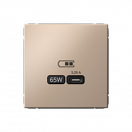 Розетка USB, тип-С 65Вт высокоскор.заряд. QC, PD, механизм (песочный) ARTGALLERY Systeme Electric. Вид 1
