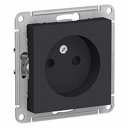 Розетка без заземления со шторками, 16А, механизм (карбон) Atlas Design Systeme Electric. Вид 1