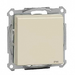 Розетка с заземлением,с крышкой, IP44 (бежевый) Merten M-Trend Schneider Electric. Вид 1