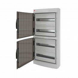 Щиток настенный на 72(4х18) модуля с прозрачной дверью 426х903х168мм P65 DKC. Вид 1