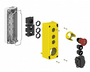 Кнопочный пост в сборе 3 команд xalfk3001e Schneider Electric. Вид 1
