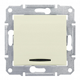 Переключатель 1-клавишный, с красной инд., сх. 6, 10а, 250В (бежевый) Sedna Schneider Electric. Вид 1