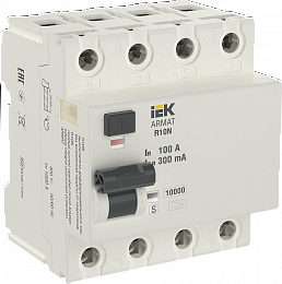 R10N Блок утечки тока 4-полюсный, 100А 300mA, 10kA, тип AC ИЭК. Вид 1