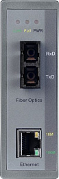 Медиаконвертер Ethernet 10/100BaseTX в 100BaseFX (многомодовое оптоволокно, разъем SC до 2 км) в пластиковом корпусе, -30...+75С ICP DAS. Вид 1