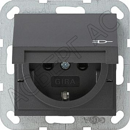 Розетка с заземлением, с крышкой (антрацит) System 55 GIRA. Вид 1