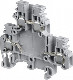 M4/6.DE1 Клемник винтовой 2 уровня: верхний - проходной, монтаж компонента пайкой в разрыв цепи на нижнем уровне до 4 мм²  TYCO. Вид 1