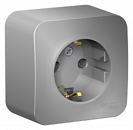 Розетка тройная с заземлением без шторок, О/У 16А, 250В (алюминий) Blanca Systeme Electric. Вид 1