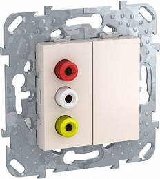 Розетка 3 RCA (бежевый) Unica Schneider Electric. Вид 1