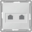 Розетка двойная компьютерная RJ45 кат.5e, механизм (матовый хром) Wessen 59 Systeme Electric. Вид 1.