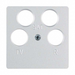 Накладка для антенной розетки, 4 отверстия (алюминиевый, матовый) Berker. Вид 1