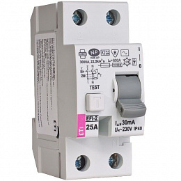 EFI- 2 25/0,03 AC (10kA) Устройство защитного отключения 2-полюсное, 25А, 30мА  ETI. Вид 1