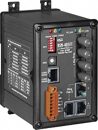 Индустриальный коммутатор 3х10/100 Base-T Ethernet и 2х100 Base-FX (multi mode) тип ST, Redundant Ring, IP30, металлический корпус ICP DAS. Вид 1