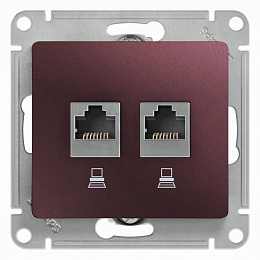 Розетка двойная компьютерная RJ45+RJ45, кат.5e, механизм, (баклажановый) Glossa Systeme Electric. Вид 1