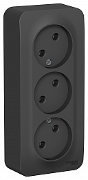 Розетка тройная без заземления без шторок, О/У изол.пл., 16А, 250В (антрацит) Blanca Systeme Electric. Вид 1