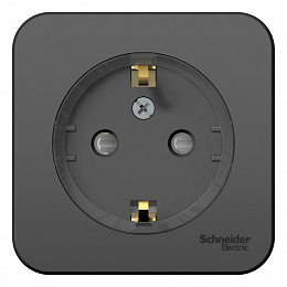 Розетка с заземлением, со шторками, О/У, (компакт) изол.пл 16А, 250В (антрацит) Blanca Systeme Electric. Вид 1