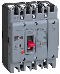 ВА-303-4P-0125A Силовой автоматический 4-х полюсный выключатель 125А 36кА DEKraft. Вид 1
