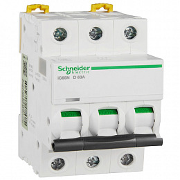 iC65N 3P 63А Автоматический выключатель 3-полюсный, 63А, 6кА (хар-ка D) Schneider Electric. Вид 1