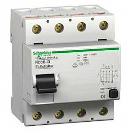 RCCB-ID 4Р 125A 300mA A-S Блок утечки тока 4-полюсный, 125A, 300mA, тип А-S (УЗО) Schneider Electric. Вид 1