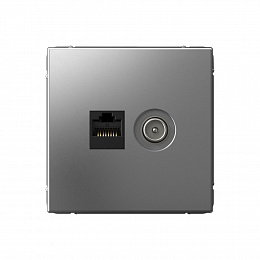 Розетка двойная TV + компьютерная RJ45, кат. 5Е (сталь) ARTGALLERY Systeme Electric. Вид 1