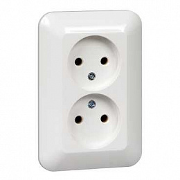 Розетка двойная без заземления, без шторок, С/У, 16А 250В (белый) Прима Systeme Electric. Вид 1