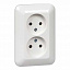 Розетка двойная без заземления, без шторок, С/У, 16А 250В (белый) Прима Systeme Electric. Вид 1.