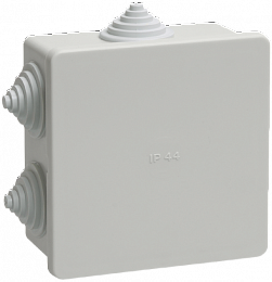 КМ41235 Коробка распаячная для о/п 85х85х40 мм IP44 (RAL7035, 6 гермовводов) ИЭК. Вид 1