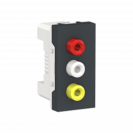 Розетка 3 RCA, 2 модуля (антрацит) Unica Modular Schneider Electric. Вид 1