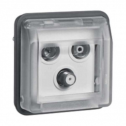 Розетка антенная, 3 отверстия (серый) W.1 Berker. Вид 1