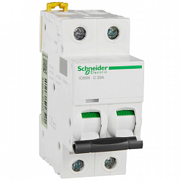 iC65N 2P 20А Автоматический выключатель 2-полюсный, 20А, 6кА (хар-ка C) Schneider Electric. Вид 1